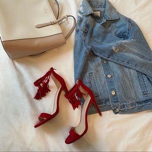 Red Sandal Heels with tassels